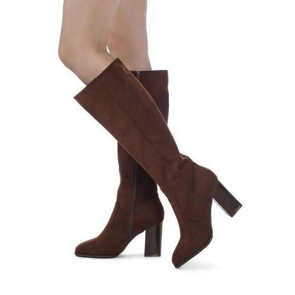 ZILLY KNEE HIGH FAUX SUEDE BOOTS - Black - Picture 11 of 11